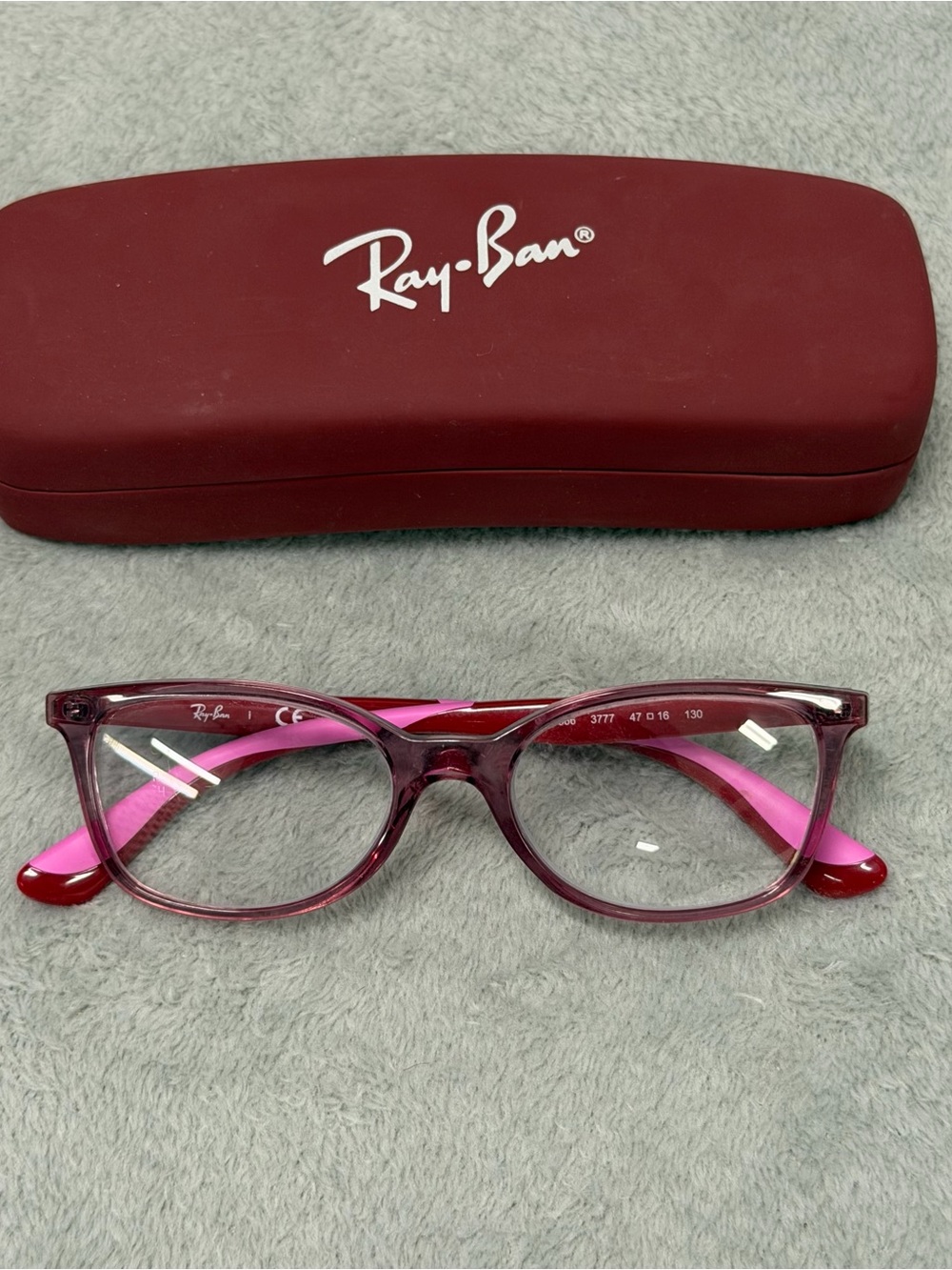 Ray-Ban RB 1586 3777 Youth Eyeglasses FRAMES ONLY Maroon Pink 47-16-130